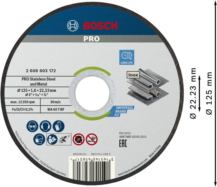 PRO Stainless Steel and Metal Trennscheibe, 125&nbsp;x&nbsp;1.6&nbsp;x&nbsp;22.23&nbsp;mm, gerade Produktbild img3 L