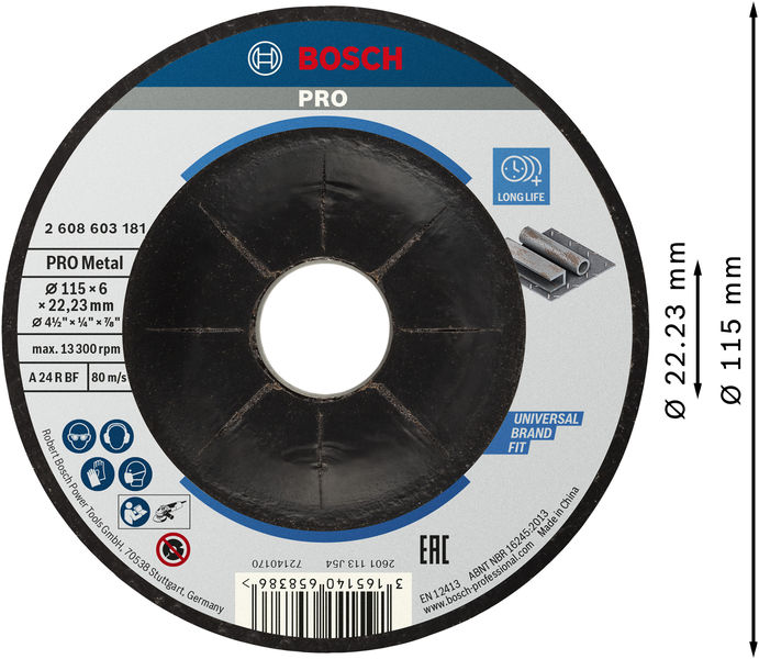 PRO Metal Schleifscheibe, 115&nbsp;x&nbsp;6&nbsp;x&nbsp;22.23&nbsp;mm Produktbild img3 L
