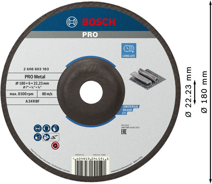 PRO Metal Schleifscheibe, 180&nbsp;x&nbsp;6&nbsp;x&nbsp;22.23&nbsp;mm Produktbild img3 L