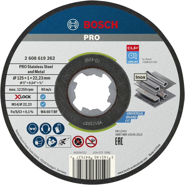 PRO Stainless Steel and Metal X-Lock Trennscheibe, 125&nbsp;x&nbsp;1&nbsp;x&nbsp;22.23&nbsp;mm, gerade Produktbild img1 L