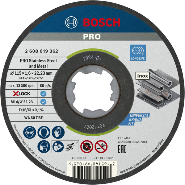 PRO Stainless Steel and Metal X-Lock Trennscheibe, 115&nbsp;x&nbsp;1.6&nbsp;x&nbsp;22.23&nbsp;mm, gerade Produktbild img1 L