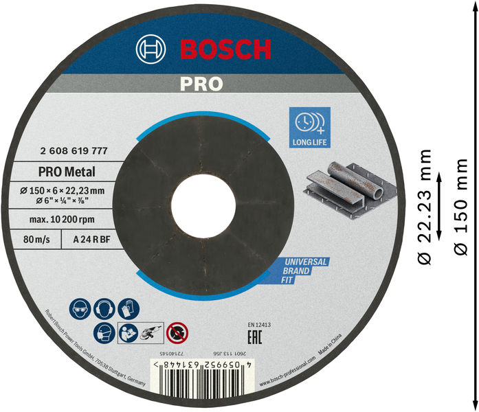 PRO Metal Schleifscheibe, 150&nbsp;x&nbsp;6&nbsp;x&nbsp;22.23&nbsp;mm Produktbild img3 L