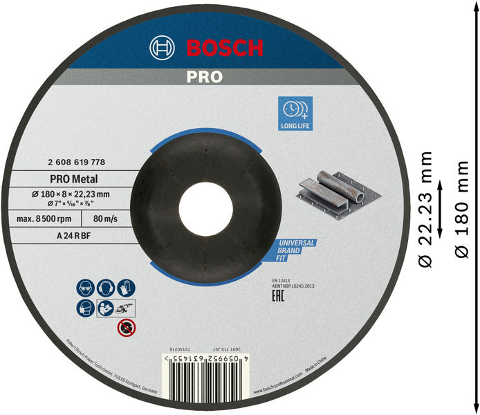 PRO Metal Schleifscheibe, 180&nbsp;x&nbsp;8&nbsp;x&nbsp;22.23&nbsp;mm Produktbild img3 L