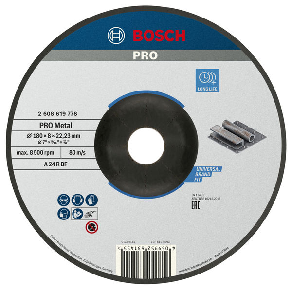 PRO Metal Schleifscheibe, 180&nbsp;x&nbsp;8&nbsp;x&nbsp;22.23&nbsp;mm Produktbild img1 L