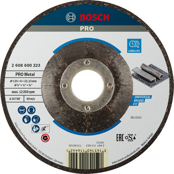 PRO Metal Schleifscheibe, 125&nbsp;x&nbsp;6&nbsp;x&nbsp;22.23&nbsp;mm, oSa Produktbild img1 L