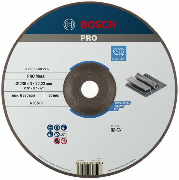PRO Metal Trennscheibe, 230&nbsp;x&nbsp;3&nbsp;x&nbsp;22.23&nbsp;mm, gekröpft, oSa Produktbild img1 L