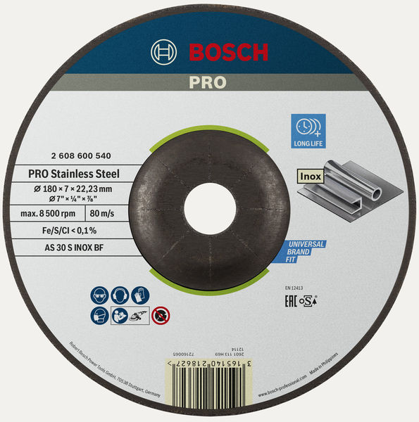 PRO Stainless Steel Schruppscheibe, 180 x 6 x 22,23&nbsp;mm Produktbild img1 L