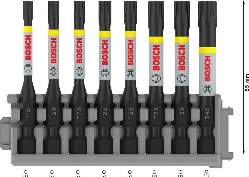 PRO Torx Impact Bit Set, T15; T20(x2); T25(x2); T30(x2); T40, 55&nbsp;mm, 8-tlg. Produktbild img5 L