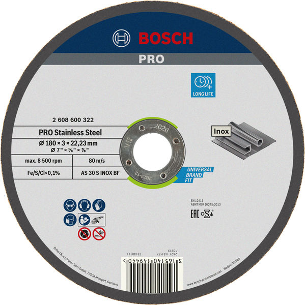 PRO Stainless Steel Trennscheibe, 180 x 3 x 22,23&nbsp;mm Produktbild img1 L