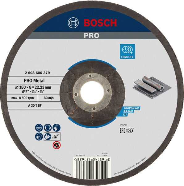 PRO Metal Schleifscheibe, 180&nbsp;x&nbsp;8&nbsp;x&nbsp;22.23&nbsp;mm, oSa Produktbild img1 L