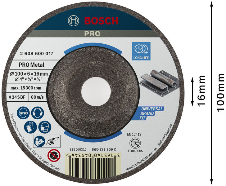 PRO Metal Schleifscheibe, 100 x 6 x 16&nbsp;mm Produktbild img3 L