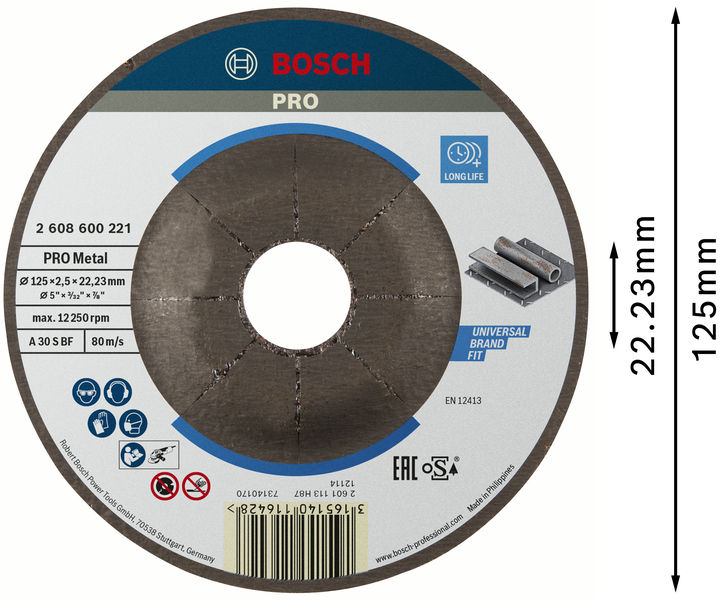 PRO Metal Trennscheibe, 125&nbsp;x&nbsp;2.5&nbsp;x&nbsp;22.23&nbsp;mm, gekröpft, oSa Produktbild img3 L