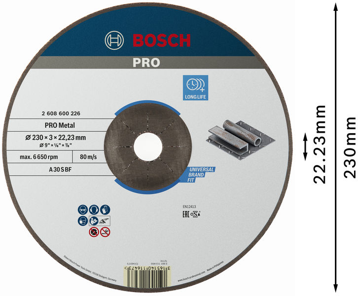 PRO Metal Trennscheibe, 230&nbsp;x&nbsp;3&nbsp;x&nbsp;22.23&nbsp;mm, gekröpft, oSa Produktbild img3 L