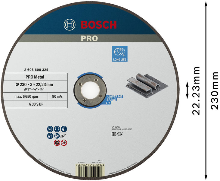 PRO Metal Trennscheibe, 230&nbsp;x&nbsp;3&nbsp;x&nbsp;22.23&nbsp;mm, gerade, oSa Produktbild img3 L