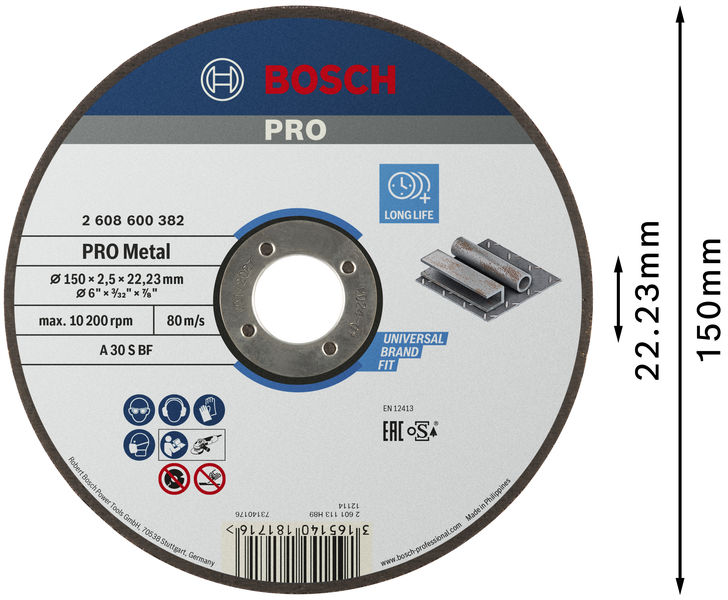 PRO Metal Trennscheibe, 150&nbsp;x&nbsp;2.5&nbsp;x&nbsp;22.23&nbsp;mm, gerade, oSa Produktbild img3 L
