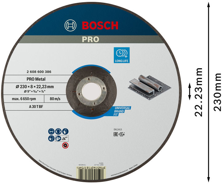 PRO Metal Gebundene Schleifscheibe, 230 x 8 x 22,23&nbsp;mm Produktbild img3 L
