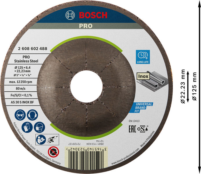PRO Stainless Steel Schruppscheibe, 125 x 6 x 22,23&nbsp;mm Produktbild img3 L