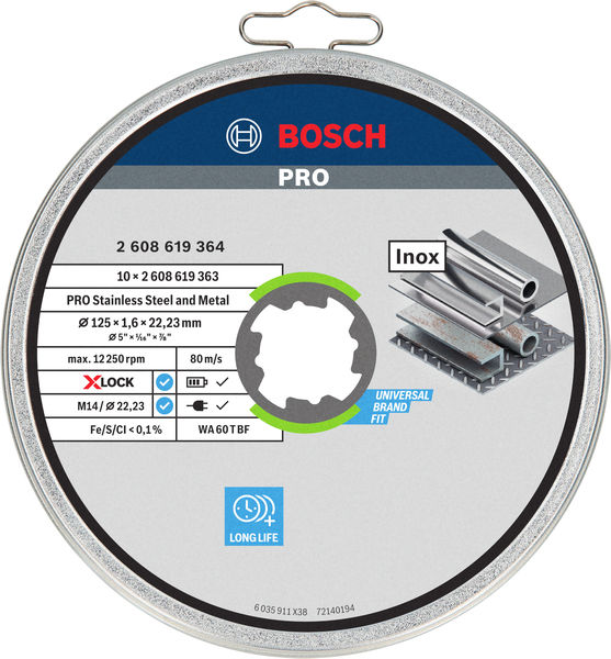 PRO Stainless Steel and Metal X-Lock Trennscheibe, 125x1.6x22.23&nbsp;mm, ger. 10tlg Produktbild img3 L