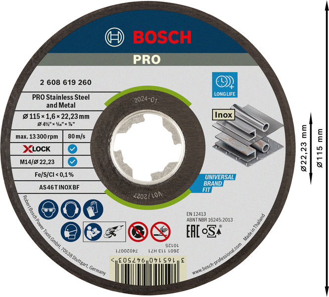 PRO Stainless Steel and Metal X-Lock Trennscheibe, 115 x 1.6 x 22.23 mm, gerade Produktbild img3 L