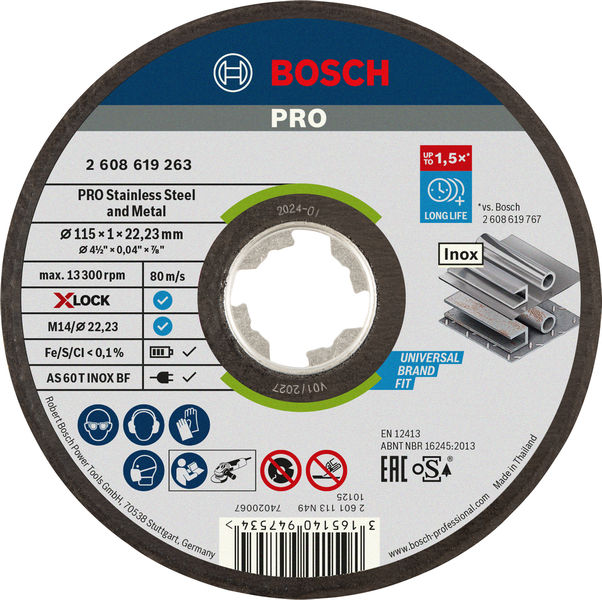 PRO Stainless Steel and Metal X-Lock Trennscheibe, 115&nbsp;x&nbsp;1&nbsp;x&nbsp;22.23&nbsp;mm, gerade Produktbild img1 L