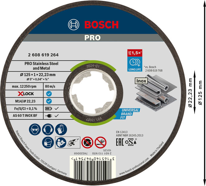 PRO Stainless Steel and Metal X-Lock Trennscheibe, 125&nbsp;x&nbsp;1&nbsp;x&nbsp;22.23&nbsp;mm, gerade Produktbild img3 L