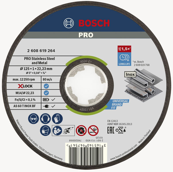 PRO Stainless Steel and Metal X-Lock Trennscheibe, 125&nbsp;x&nbsp;1&nbsp;x&nbsp;22.23&nbsp;mm, gerade Produktbild img1 L