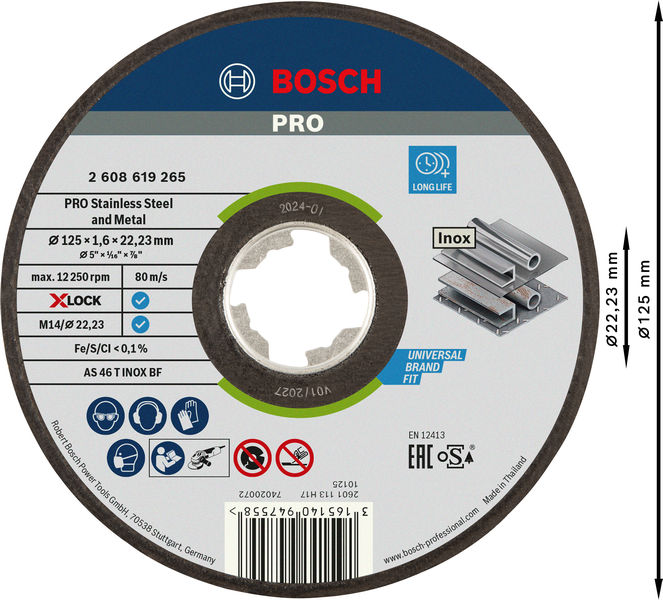 PRO Stainless Steel and Metal X-Lock Trennscheibe, 125&nbsp;x&nbsp;1.6&nbsp;x&nbsp;22.23&nbsp;mm, gerade Produktbild img3 L