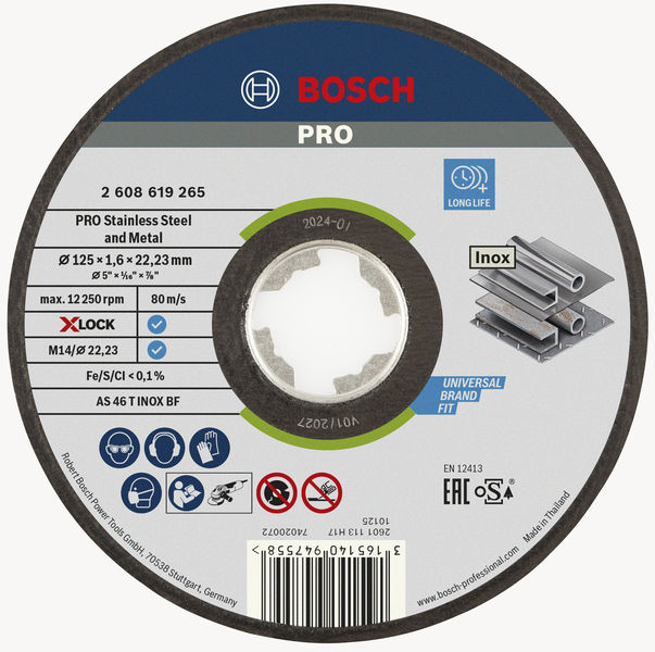 PRO Stainless Steel and Metal X-Lock Trennscheibe, 125&nbsp;x&nbsp;1.6&nbsp;x&nbsp;22.23&nbsp;mm, gerade Produktbild img1 L