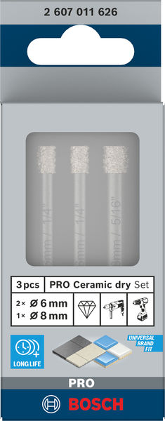 PRO Ceramic dry Bohrer-Set, 6 x 66, 6 x 66, 8 x 66 mm, 3-tlg. Produktbild img3 L