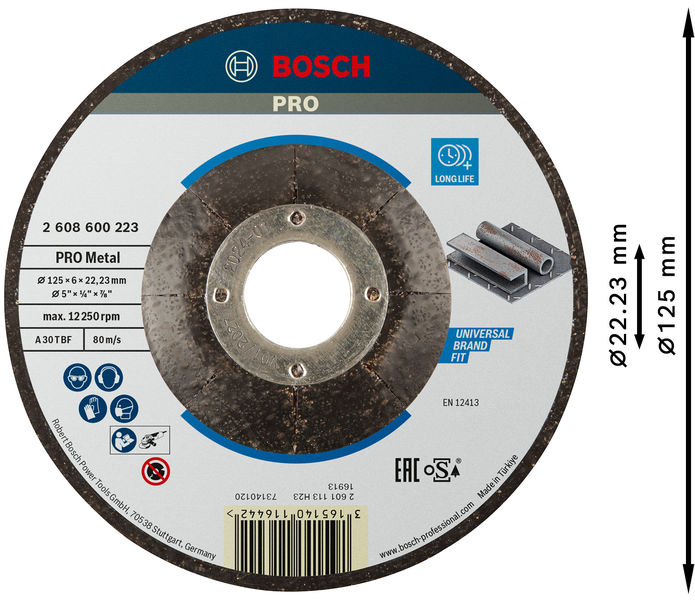 PRO Metal Schleifscheibe, 125&nbsp;x&nbsp;6&nbsp;x&nbsp;22.23&nbsp;mm, oSa Produktbild img3 L
