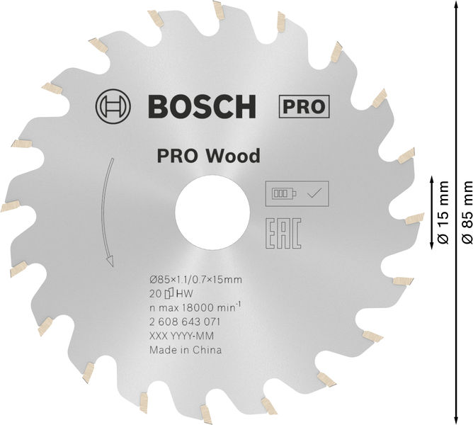 PRO&nbsp;Wood Kreissägeblatt, 85 x 1.1 x 15&nbsp;mm Produktbild img5 L