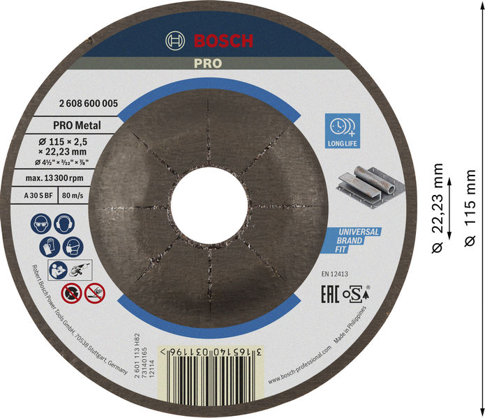 PRO Metal Trennscheibe, 115 x 2,5 x 22,23&nbsp;mm, gekröpft, oSa Produktbild img3 L