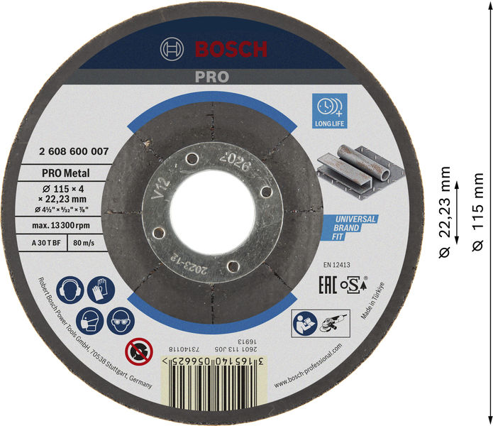 PRO Metal Gebundene Schleifscheibe, 115 x 4 x 22,23&nbsp;mm Produktbild img3 L
