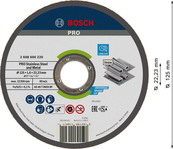 PRO Stainless Steel and Metal Trennscheibe, 125&nbsp;x&nbsp;1.6&nbsp;x&nbsp;22.23&nbsp;mm, gerade, oSa Produktbild img3 L