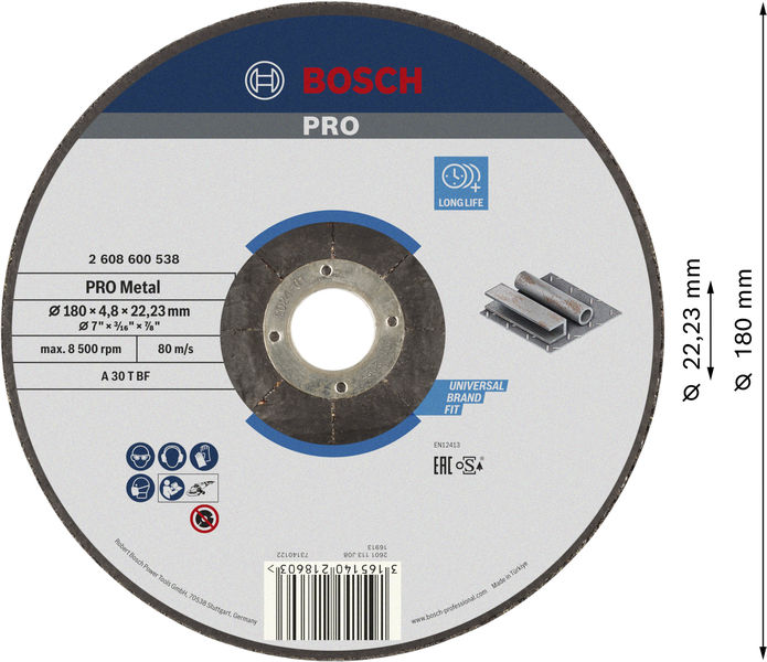 PRO Metal Gebundene Schleifscheibe, 180 x 4,8 x 22,23&nbsp;mm Produktbild img3 L