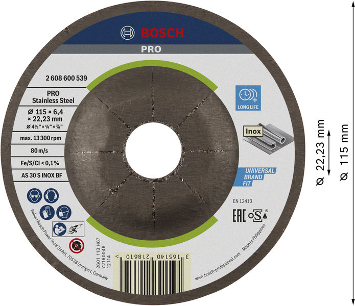 PRO Stainless Steel Schruppscheibe, 115 x 6 x 22,23&nbsp;mm Produktbild img3 L
