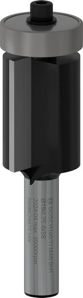 PRO Bündigfräser mit untenliegendem Führungskugellager, Ø19&nbsp;x&nbsp;L25,4, Schaft 8&nbsp;mm Produktbild img1 L