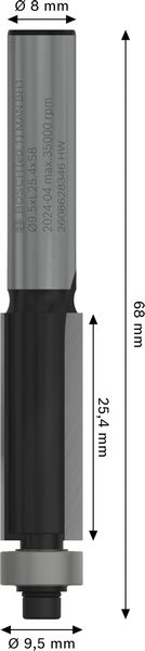 PRO Bündigfräser mit untenlieg. Führungskugellager, Ø 9,5&nbsp;x&nbsp;L 25,4, Schaft 8&nbsp;mm Produktbild img5 L