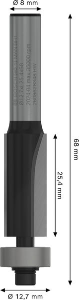 PRO Bündigfräser mit untenlieg. Führungskugellager, Ø 12,7&nbsp;x&nbsp;L 25,4, Schaft 8&nbsp;mm Produktbild img5 L
