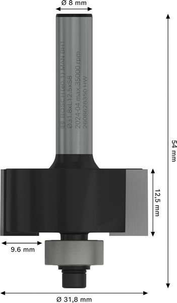 PRO Falzfräser, 9,6&nbsp;mm, Schaft 8&nbsp;mm Produktbild img5 L