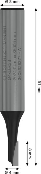 PRO Nutfräser, einschneidig, Ø 4&nbsp;x&nbsp;L 8, Schaft 8&nbsp;mm Produktbild img5 L