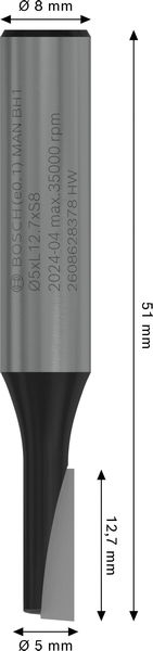 PRO Nutfräser, einschneidig, Ø 5&nbsp;x&nbsp;L 12,7, Schaft 8&nbsp;mm Produktbild img5 L