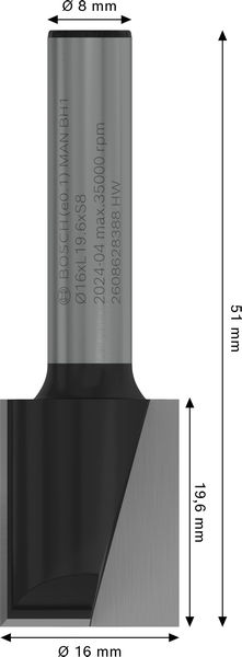PRO Nutfräser, zweischneidig, Ø 16&nbsp;x&nbsp;L 19,6, Schaft 8&nbsp;mm Produktbild img5 L