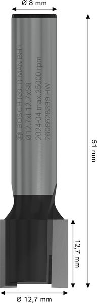 PRO Scharniernutfräser, zweischneidig, Ø 12,7&nbsp;x&nbsp;L 12,7, Schaft 8&nbsp;mm Produktbild img5 L
