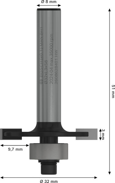 PRO Nutfräser, L 3", Schaft 3&nbsp;mm Produktbild img5 L