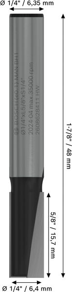 PRO Nutfräser, zweischneidig, Ø 1/4" x L 5/8", Schaft 1/4" Produktbild img5 L
