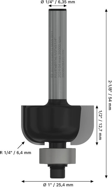 PRO Hohlkehlfräser, L 1/4", Schaft 1/4" Produktbild img5 L