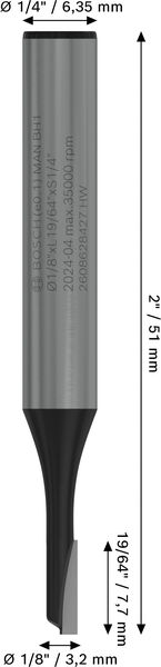 PRO Nutfräser, einschneidig, Ø 1/8"&nbsp;x&nbsp;L 19/64", Schaft 1/4" Produktbild img5 L