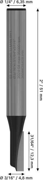 PRO Nutfräser, einschneidig, Ø 3/16"&nbsp;x&nbsp;L 31/64", Schaft 1/4" Produktbild img5 L