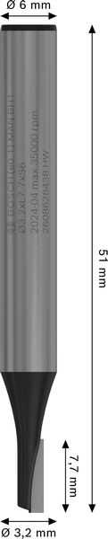 PRO Nutfräser, einschneidig, Ø 3,2&nbsp;x&nbsp;L 7,7, Schaft 6&nbsp;mm Produktbild img5 L